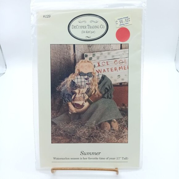 DecUpyer Trading Co Summer Watermelon Rag Doll Pattern Kit 17" Tall 1995 - Picture 1 of 2